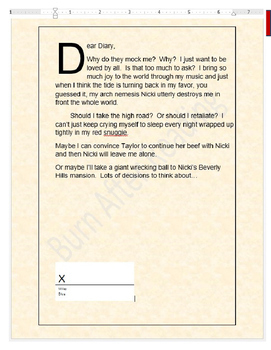 Preview of Diary Entry Lesson Activity for Teaching Microsoft Word Skills