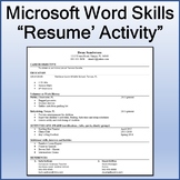 Resume Lesson Activity for Teaching Microsoft Word Skills