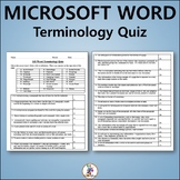 Vocabulary Quiz and Word List for Teaching Microsoft Word