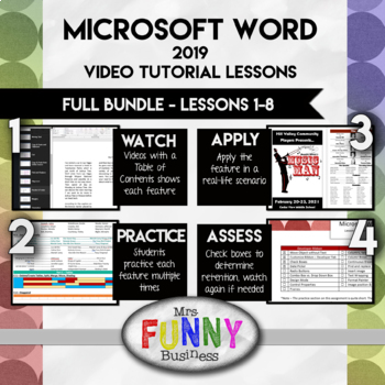 Preview of Microsoft Word 2019 Lessons 1-8 - FULL BUNDLE