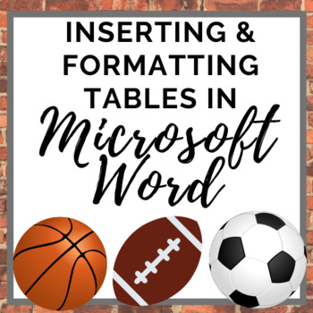 Preview of Microsoft Word Activity Inserting Tables Sports Theme