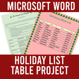 Microsoft Word Christmas Holiday List Project | Tables, Fo
