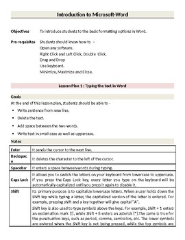 Preview of Microsoft Word Basics : Lesson Plans with engaging activities