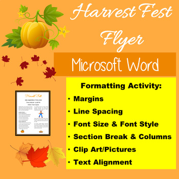 Preview of Microsoft Word Lessons - Autumn - Formatting a Harvest Fest Flyer