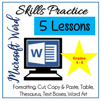 Preview of Microsoft Word Lessons - Skills Practice for Grades 4-6