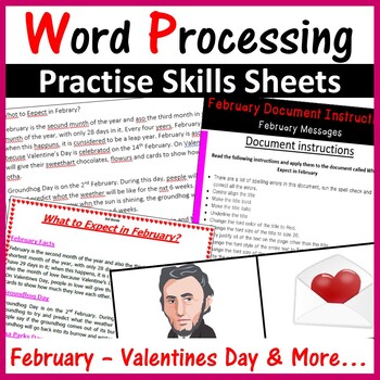 Preview of Computer Keyboard Skills Microsoft Word Activity February, Valentines Day