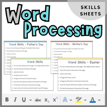 Preview of Microsoft Word Processing Activity Worksheets - Computer Keyboard Skills
