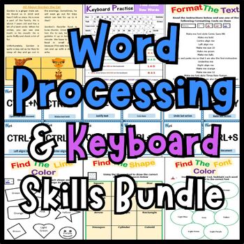 Preview of Microsoft Word Processing & Computer Keyboard Skills Activity Worksheets Bundle