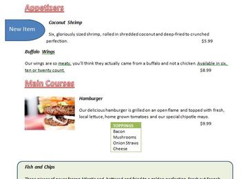 Preview of Microsoft Word - Restaurant Menu