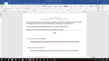 Preview of Microsoft Word Ribbon Practice