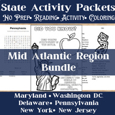 Mid Atlantic Region No-Prep State Activity Packet Bundle