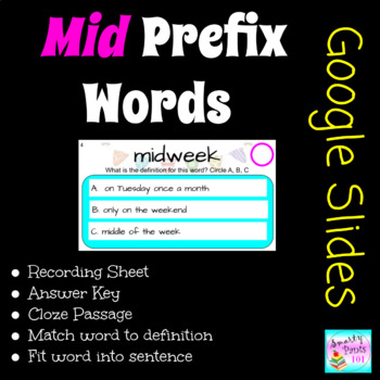 Preview of Mid Prefix Words DIGITAL Google Slides 