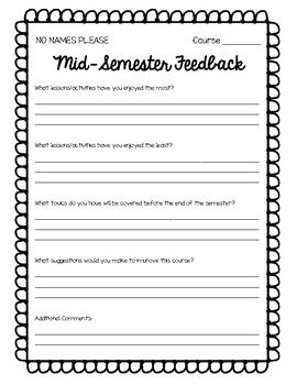 Preview of Mid-Semester Feedback Form