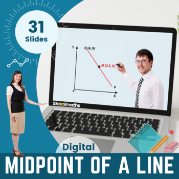 Preview of Finding Midpoint of a Line Digital Math CCSS.HSN-CN.B.6 with Worksheets