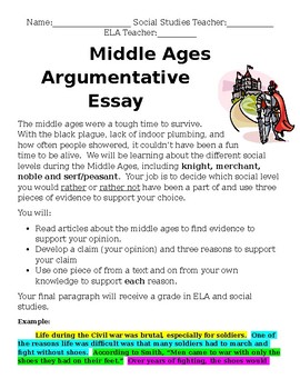 Preview of Middle Ages Argumentative Paper