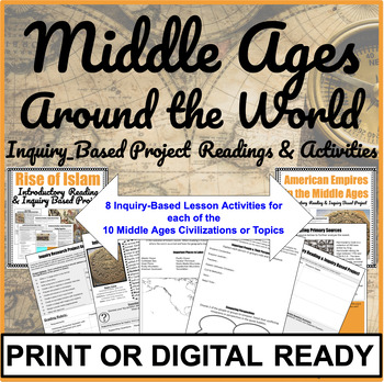 Preview of Middle Ages Around World Informational Reading & Inquiry Based Activity BUNDLE