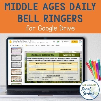 Preview of Middle Ages Bell Ringers for Google Drive | Bell Work