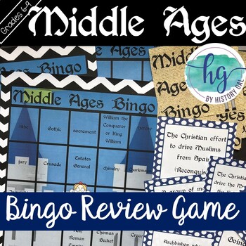 Preview of Middle Ages Bingo Review Game for Medieval Europe Unit Review and Test Prep