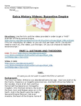 Preview of Middle Ages: Byzantine Empire- Lesson Plan- readings, questions, and videos