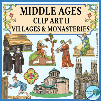 Preview of Middle Ages Clip Art II Medieval Villages & Monasteries