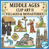 Middle Ages Clip Art II Medieval Villages & Monasteries