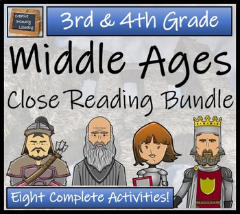 Preview of Middle Ages Close Reading Comprehension Bundle | 3rd Grade & 4th Grade