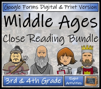 Preview of Middle Ages Close Reading Passages | Digital & Print | 3rd Grade & 4th Grade