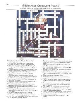 Middle Ages Crossword Puzzle by Joseph Mittiga TPT