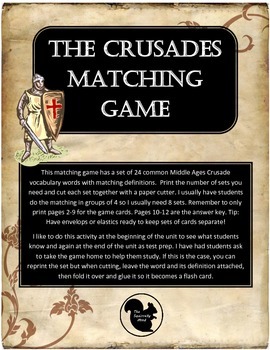 Preview of Middle Ages Crusades Matching Game or Flash Cards