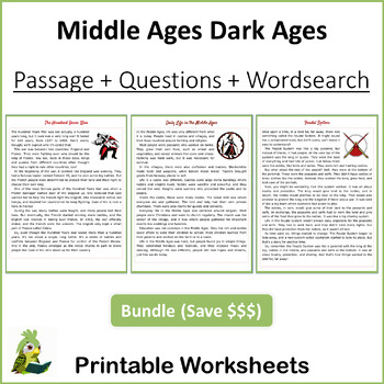 Preview of Middle Ages Dark Ages Reading Comprehension Bundle
