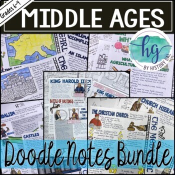 Preview of Middle Ages Doodle Notes Bundle (Print and Digital)