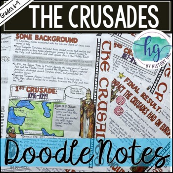 Preview of Middle Ages Doodle Notes Set 7 for the Crusades (Print and Digital)