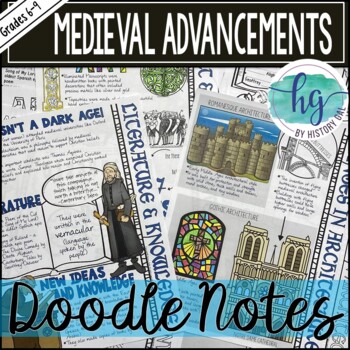 Preview of Middle Ages Doodle Notes Set 8 for Medieval Art, Literature, Gothic Architecture