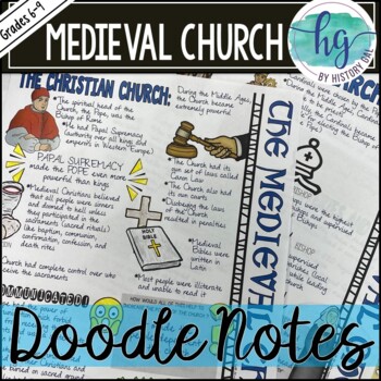 Preview of Middle Ages Doodle Notes and Digital Guided Notes Set 3 for the Medieval Church