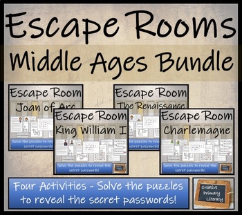 Preview of Middle Ages Escape Room Activity Bundle | 5th Grade & 6th Grade