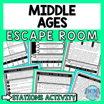 Preview of Middle Ages Escape Room Stations - Reading Comprehension Activity