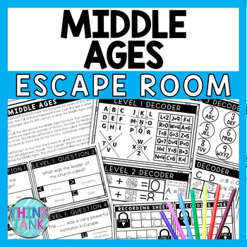Preview of Middle Ages Escape Room - Task Cards - Reading Comprehension