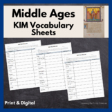 Middle Ages Europe KIM Vocabulary Sheets: Print and Digital