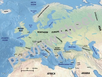 europe physical map of arabia