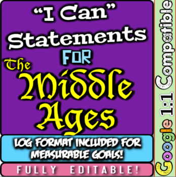 Preview of Middle Ages "I Can" Statements & Learning Goals! Log & Measure Medieval Goals!