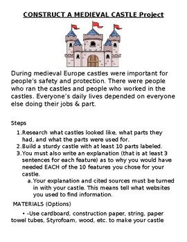 Preview of Middle Ages: Medieval Castles Research Project and Create your own