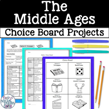 Preview of Middle Ages Medieval Europe Feudalism Choice Board Projects