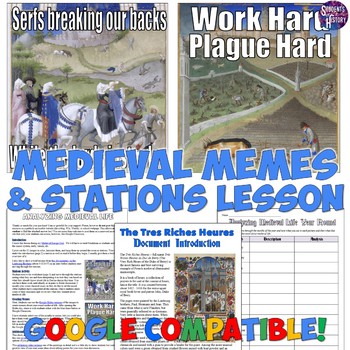 Preview of Middle Ages Meme Project and Stations Lesson Activity for Medieval Europe