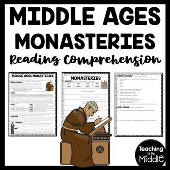 Preview of Middle Ages Monasteries Reading Comprehension Worksheet Medieval