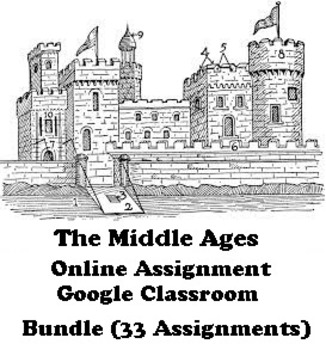 Preview of Middle Ages Online Assignment Bundle  for Google Classroom (33 Topics)
