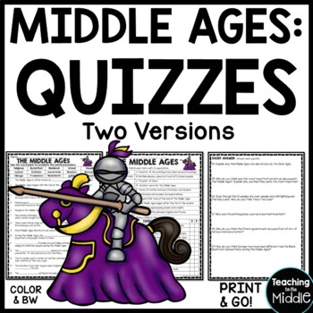 Preview of Middle Ages Overview Quizzes 2 Versions Quiz
