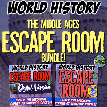 Preview of Middle Ages Polyibus Cipher Escape Room BUNDLE | Middle Ages Distance Learning