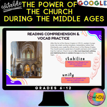 Preview of Middle Ages Power of the Church Google Slides
