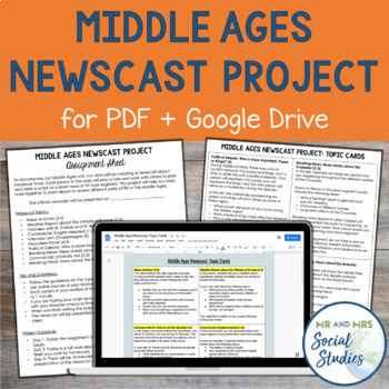 Preview of Middle Ages Project | Medieval Times Newscast Project for PDF and Google Drive