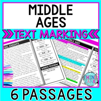 Preview of Middle Ages Reading Passages and Text Marking - Medieval Times